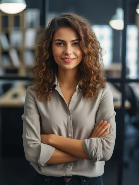 A young woman smiling in a portrait