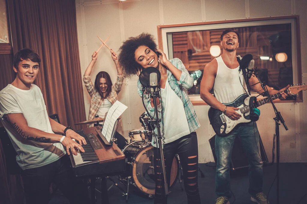 Youth band playing during a church service